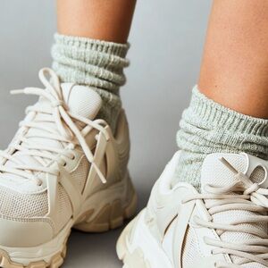 EUC Mango Women's Cream TRACK SOLE SNEAKERS